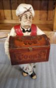 Countertop vintage tip box, styled as chef
