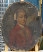 18TH CENTURY ENGLISH SCHOOL PORTRAIT OF A GENTLEMAN IN RED COAT