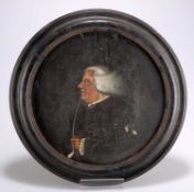 18TH CENTURY ENGLISH SCHOOL PORTRAIT OF A GENTLEMAN SMOKING A CLAY PIPE
