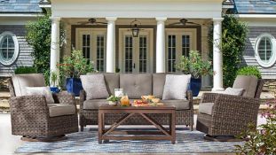 4pc seating set/4 burner rustic ledge stacked stone