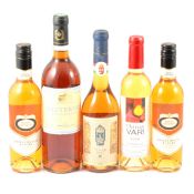 Five assorted bottles of dessert wines