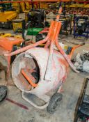 Belle Minimix 150 petrol driven cement mixer c/w stand ** Engine cover missing ** CW48076
