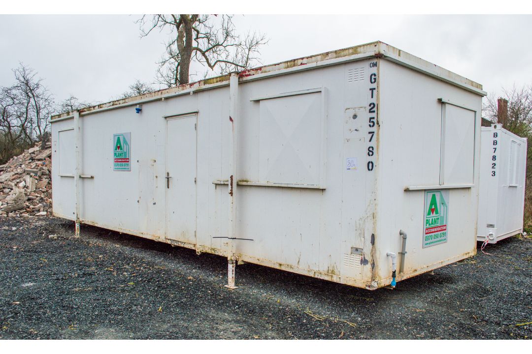 32' by 10' jack leg anti vandal steel canteen/office unit  comprising canteen/kitchen area and - Image 1 of 11