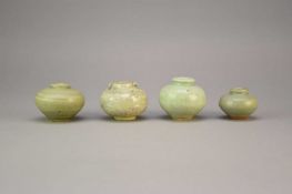 Four Chinese celadon glazed jarlets, Song Dynasty