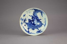 A Chinese blue and white saucer dish, Qing Dynasty
