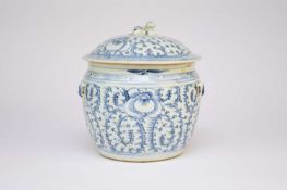 A Chinese blue and white kitchen ch'ing jar and cover