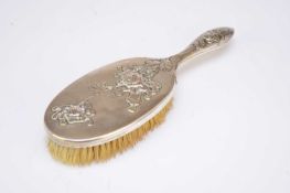 A Chinese silver dressing table brush by Laing Chang