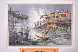 Chinese school, late 20th century, Hong Kong nocturn and other views by different hands