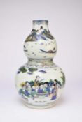 A large Chinese Wucai gourd vase, 20th century