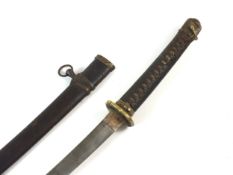 A Japanese Officer's gendaito katana and scabbard signed Ryuminsai Kanetomo