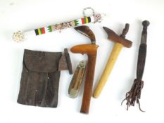A group of assorted edged weapons and other implements 19th/early 20th century including a small