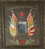 Four silk and wool maritime embroideries together with military silk cigarette cards