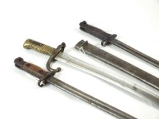 Two 1907 bayonets and a French chassepot bayonet
