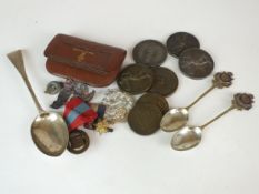 Shropshire Militia silver dessert spoon and other militaria