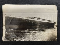 R.M.S. TITANIC: Period press photograph of Titanic shortly after her launch, stamped Culver Service,