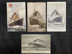 R.M.S. TITANIC: Real photo and other postcards of the ill-fated liner. (4)