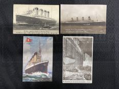 R.M.S. TITANIC: Real photo and other postcards of the ill-fated liner. (4)