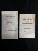 WHITE STAR LINE: S.S. Georgic Tourist and Cabin-Class plans of accommodation.