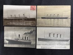 R.M.S. TITANIC: Real photo and other postcards of the ill-fated liner. (4)