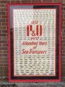 OCEAN LINER: Rare P&O oversize poster 'P&O 1837-1937 A Hundred Years of Sea Transport', shows