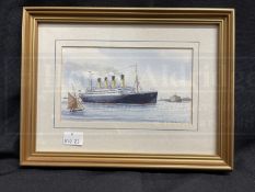 MARITIME ART: 20th Century English School Mervyn Pearson watercolour on paper 'S.S. Titanic The