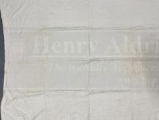 OCEAN LINER: Unusual Royal Mail Liner First-Class damask bed sheet. 74ins. x 54ins.