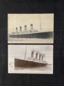 R.M.S. TITANIC: FGO Stuart postcard of Titanic at sea, plus Beagles real photo card of Titanic