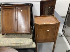 Edwardian mahogany bathroom set comprising a pot cupboard 15ins. x 13ins. x 31ins, and wall