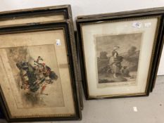 18th cent. Pair of engravings The Water Cress Girl by F. Bartolozzi and The Country Girl Going a