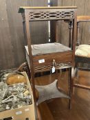 19th cent. Mahogany whatnot with pierced galleries and a single drawer.