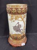 Late 19th/early 20th cent. Aesthetic tube vase with silvered cranes, gilt flowers, trees and bamboo.