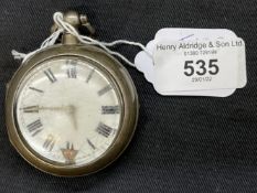 Hallmarked Silver: Late 18th/early 19th cent. Pocket watch, double cased, key wind, fusee