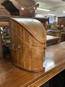 Early 19th cent. Mahogany inlaid knife box converted into a stationery box, sloping top, brass