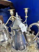 20th cent. Electroplate tea set comprising teapot, water jug, sugar bowl, cream jug, circular