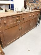 19th cent. Painted pine Bath Basement dresser base. 83ins. x 36ins. x 20ins.