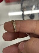 Hallmarked Gold: 14ct gold half hoop set with synthetic white spinel. Hallmarked Birmingham. Ring