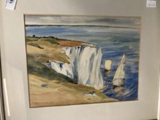 W. D. Bush watercolour coastal scene, framed and glazed. 13¼ins. x 9ins. P. F. Tunstill beach scene.
