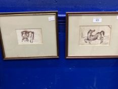 Sawrey Gilpin R.A. (1733-1807): (Attributed) Horse and foal brown ink on paper, framed and glazed.