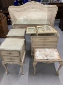 20th cent. Painted bedroom suite, two drawer dressing table with shaped top moulded edge the drawers