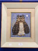 •20th cent. English School Sheila Flinn (1929- ): 'The Owl', oil on board, signed bottom right.