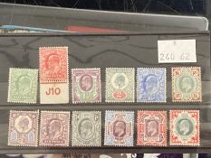 GB Stamps: King Edward VII 1902-10 mounted Mint SG218 ½d yellowish/green to SG257 1/- green and
