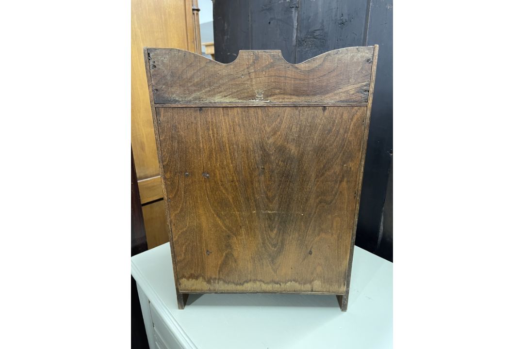 20th cent. Oak smokers companion glazed door, fitted interior of three drawers, pipe rack, storage - Image 6 of 7
