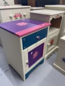 20th cent. Painted pine chest of three drawers. 20ins. x 17ins. x 30ins. Bedside cabinet with
