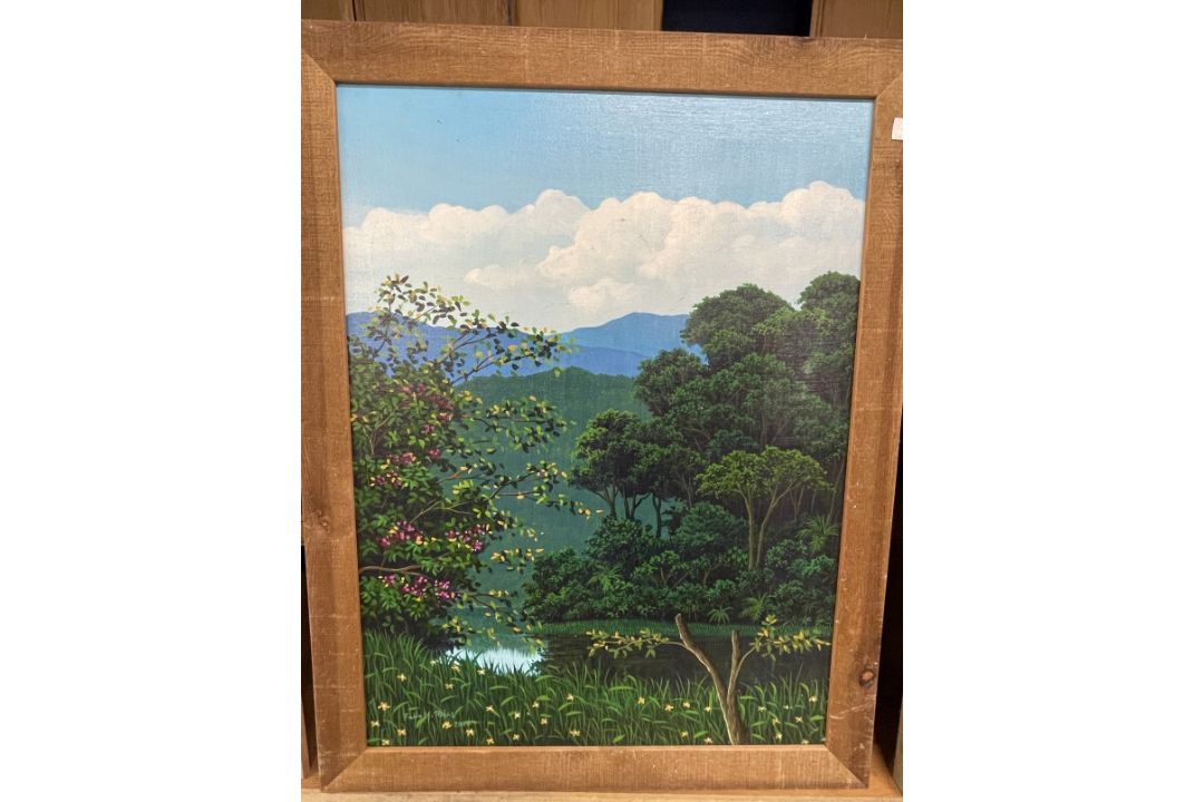 Margaret White: Watercolour framed and glazed 15ins. x 11½ins, oil on board river study Fabio Rojas, - Image 2 of 3