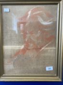 Manner of Henry Lamb study of a head, red and white chalk on paper, signed and dated 1935. Framed