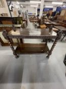 19th cent. Mahogany buffet heavily carved decoration on barley twist supports. 48ins. x 20ins. x
