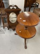 20th cent. Two tier mahogany dumb waiter on cabriole legs. 29ins. Plus Edwardian mahogany hanging