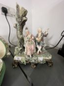 Large 20th cent. Continental porcelain group of a man serenading a lady, minor damage. 15ins.