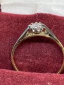 Yellow metal ring set with a single brilliant cut diamond, estimated weight 0.20ct, weight of ring