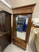 Late 19th cent. French walnut wardrobe turned columns, glazed single door above a single drawer on
